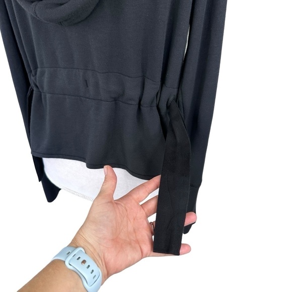 Athleta black open cardigan jacket sweatshirt soft hoodie rear tie small active - Picture 10 of 15